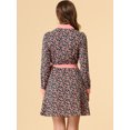 thumbnail image 4 of INSPIRE CHIC Robe Chemise à Manches Longues Vintage à Fleurs avec Col Contrasté et Boutons pour Femmes P Bleu, 4 of 6