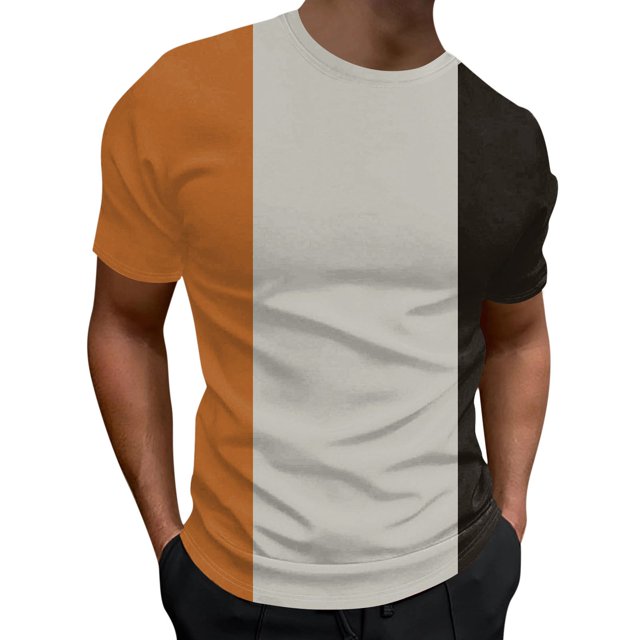 BOBOGOJP Mens T-Shirt à Manches Courtes T Shirts Coupe Ajustée à Manches Courtes Col Rond T-Shirt (Orange,TTG)