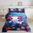 thumbnail image 2 of Erosebridal Ensemble de Couette Simple Axolotl Adorable pour Filles, Rose Bleu Marine, 2 Pcs, 2 of 6
