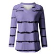 thumbnail image 4 of zanvin Longues Blouse à Manches pour Femmes, Blouse Mode Décontractée à Manches Longues à Col en V Imprimé pour Femmes, Violet, P, 4 of 4