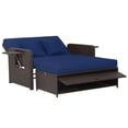thumbnail image 2 of Costway Patio Rattan Loveseat Set Daybed Lounge Storage Ottoman Side Tables Adjust Navy, 2 of 10