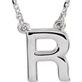 thumbnail image 1 of Precious Stars Unisex Sterling Silver Block Font R Initial Necklace, 1 of 2