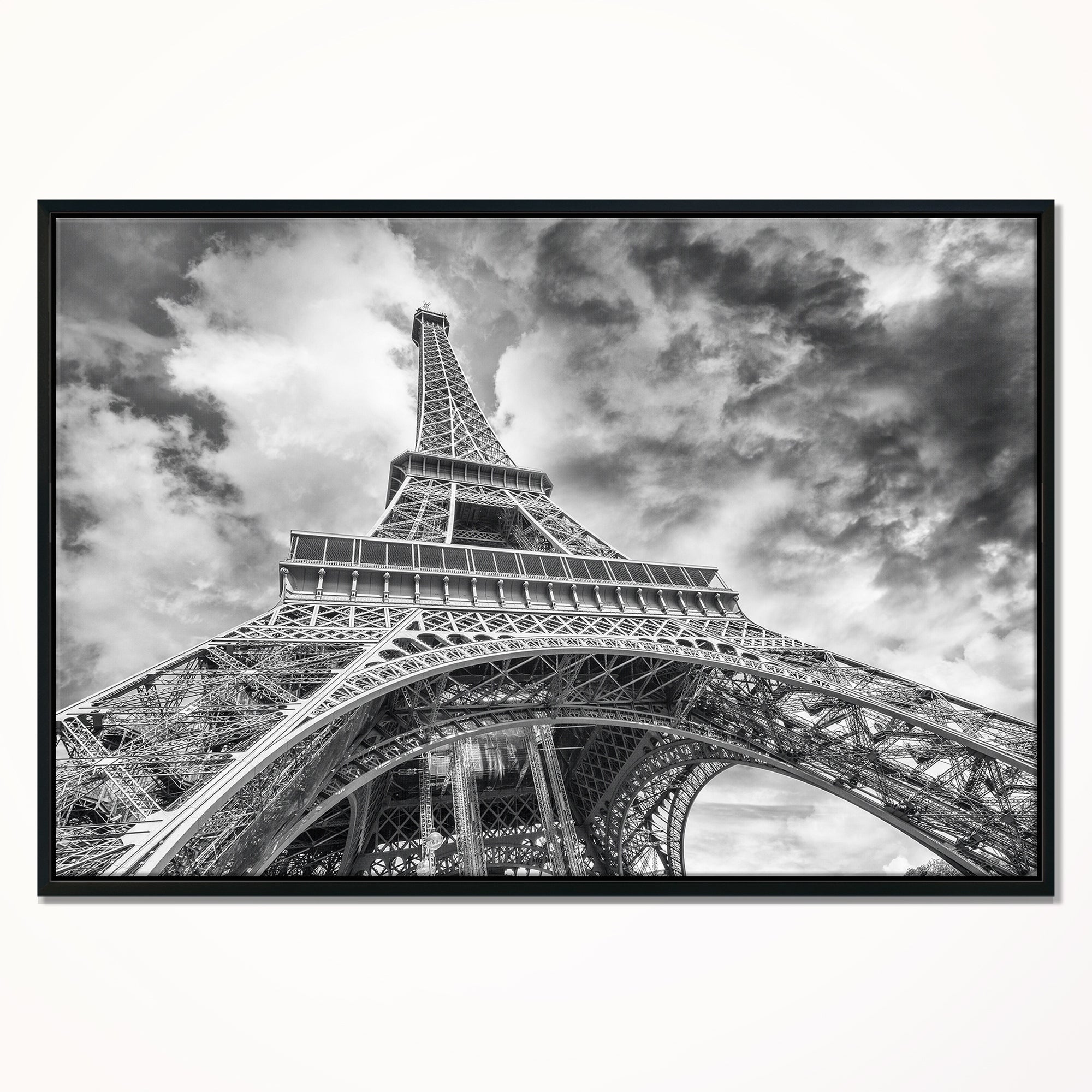 Design Art Black And White View of Paris Paris Eiffel Tower Framed Canvas Art Print