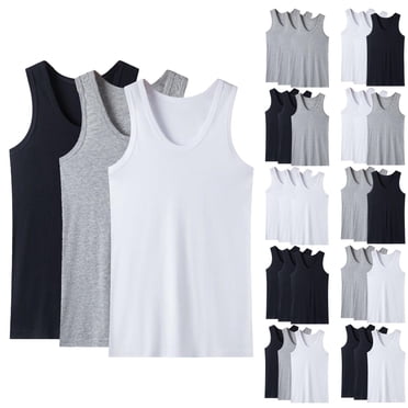 Aboser 3 Pack Men's Cotton Tank Tops Gym Sleeveless Workout Undershirt Big and Tall Men Athletic Moisture Wicking Basic Tees Performance Muscle Tank Top