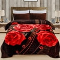 thumbnail image 2 of JML Couverture en Molleton Doux pour Lit Grand 75"x87 Pouces 5 Lb, Couverture Raschel 2 Plis Brun à Motif Floral, 2 of 7