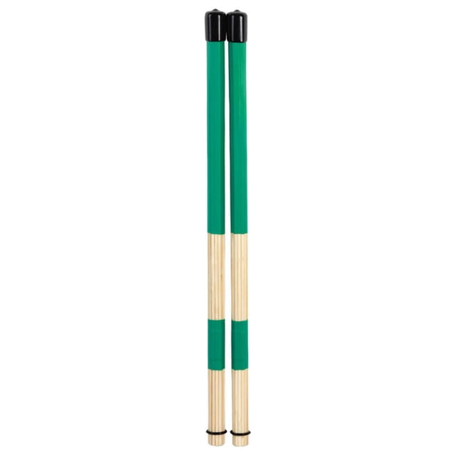 Pack de 2 Pièces d'Instrument de Percussion de 400mm Vert de Baguettes de Brosses à Tambour,