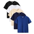thumbnail image 1 of Plebaso Garçons Filles T-Shirts Basiques Enfants Manches Courtes Chemises en Coton Couleur Unie T-Shirts Unisexes Hauts Lot de 5, 1 of 6