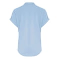 thumbnail image 5 of WEIYLL Womens T-Shirts Summer Loose Fit V Neck Curved Hem Flowy Solid Blue Tops Sizes XXL, 5 of 5