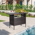 thumbnail image 3 of Costway Patio Rattan Wicker Bar Height Counter Table Storage Shelf Rail Garden, 3 of 10