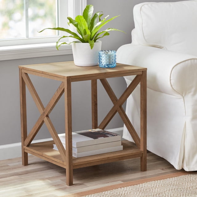 Mainstays Farmhouse End Table, Rustic Weathered Oak