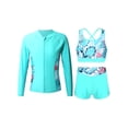 thumbnail image 1 of Manyakai 3Pcs Girls Tankini Rashguard Swimsuit Set Long Sleeve Swim Shirt Crop Top with Swim Trunk Green 16, 1 of 7