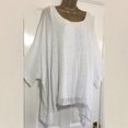 thumbnail image 2 of IROINID T-Shirts à Manches Longues pour Femmes Réduits Col Rond T-Shirt à Manches Courtes Été Blouse Ample Unie Hauts, Blanc, 2 of 4