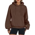 thumbnail image 2 of MeetoTime Women's Hooded Sweatshirt Fall Basic Long Sleeve Solid Color Hoodie Pullover with Pocket, 2 of 6