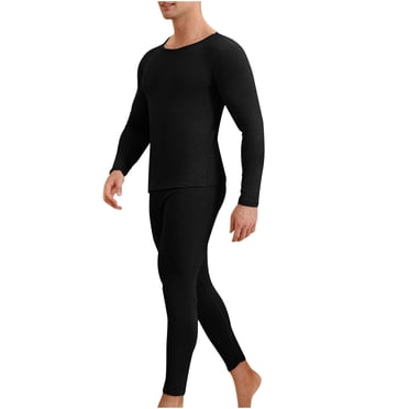 Yuyuzo Mens Thermal Underwear 2 Piece Solid Color Long Johns Set Fleece Lined Base Layer Winter Warm Top Bottom