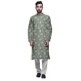 thumbnail image 1 of Atasi Modal Satin Printed Mens Kurta With Churidar Pajama Set Summer Clothing, 1 of 1