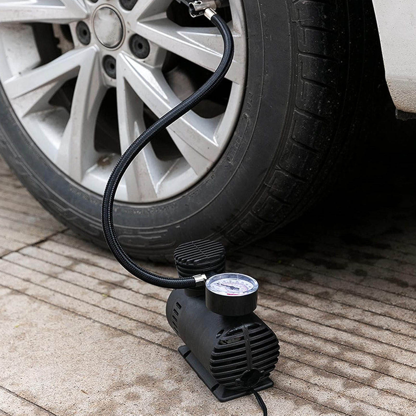 TopLLC Tire Inflator Portable Atmospheres Compressor, 12v Fast Inflate With Mechanical Pressure Gauge For Car Tires, Motorcycle Bike Ball Other Inflatables Car Accesso on Clearance