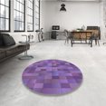 thumbnail image 4 of Ahgly Tapis Rond Lavable en Machine Intérieur Transitionnel Violet, 5 Pieds Rond, 4 of 7