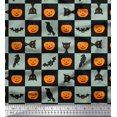 thumbnail image 1 of Soimoi Poly Georgette Fabric Pumpkin,Cat & Bat Halloween Decor Fabric Printed Yard 42 Inch Wide, 1 of 3