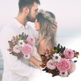 thumbnail image 4 of Artificial Roses Flower Bouquet With Hydrangea Roses Flowers Small Faux Arrangements For Wedding Table Centerpieces Kitchen Home Decorations Photography Props, 4 of 9