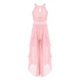 thumbnail image 1 of zdhoor Combinaison-Robe à Volants pour Filles, Paillettes Dentelle, Mariage Fête, Robe de Demoiselle d'Honneur à Dos Nu, Tenue de Danse Scintillante, Rose 10, 1 of 6