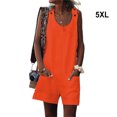 thumbnail image 4 of serony Combinaison d'Été Sans Manches à Col Rond pour Femme, Décontractée, Couleur Unie, Poches avant, Jaune S Orange 5TG 1Set, 4 of 5
