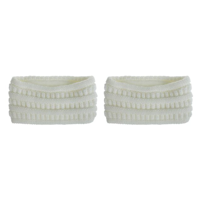 Maytalsory Multifunctional And Elegant Knitted Headbands For Women Stay Warm In Cold Weather Wide Application white 2Set