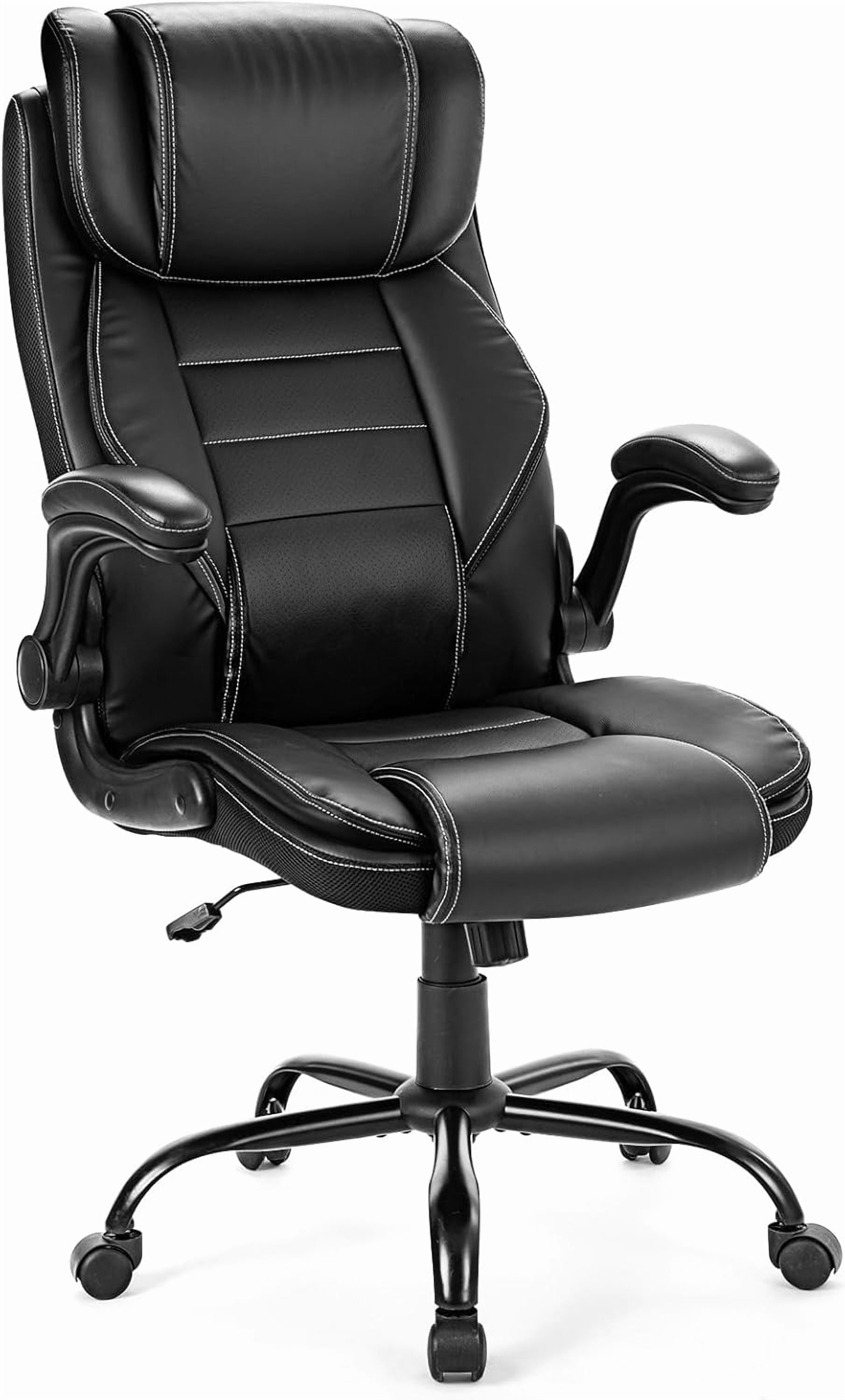 Big and Tall Office Chair 400 lbs Ergonomic with Lumbar Support Dual Spring Leather Chair for Back Pain Black
