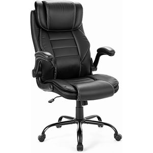 Big and Tall Office Chair 400 lbs Ergonomic with Lumbar Support Dual Spring Leather Chair for Back Pain Black