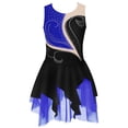 thumbnail image 1 of Jhaoyu Robe de Patinage à Glace Sans Manches pour Filles avec Strass Scintillants Robe de Danse Ballet Gymnastique Noir&Bleu 8, 1 of 6
