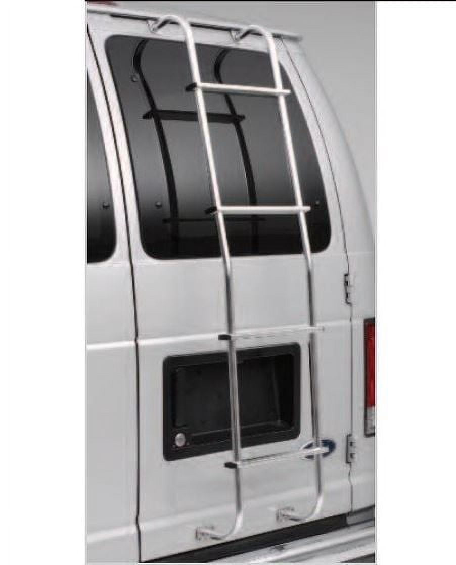 Surco Rear Door Ladder 103B Non-Slip Tubular; 4 Rungs; Electro-Polished; Black; Aluminum; Universal Mount