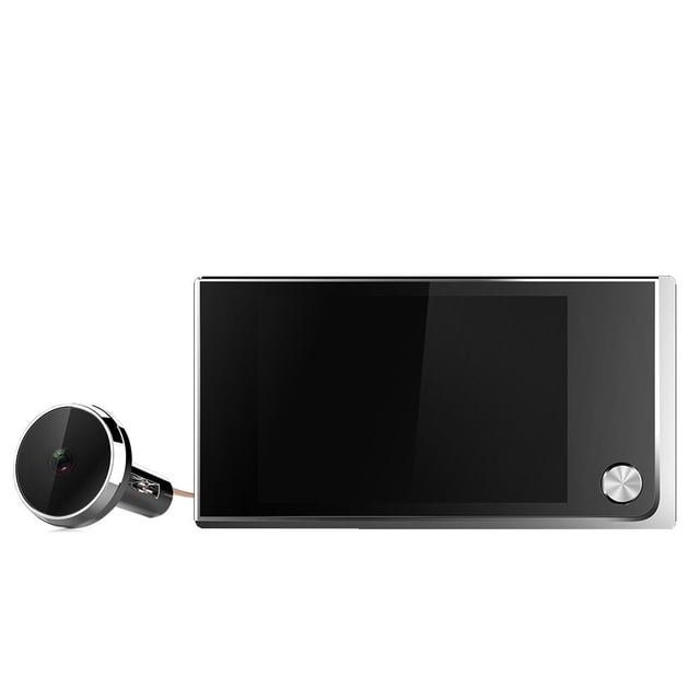 Moniteur peephole LCD Couleur Numérique pour Porte avec Objectif à 120 Degrés. Doté d'Un Écran LCD 3,5 Pouces Haute Résolution 320x480P pour une Vision Intérieure Détaillée. la Caméra Extérieure Est Fabriquée en Alliage de zinc durable et Est invisible de l'Extérieur, Assurant l'Intimité. Convient aux Trous de Porte de 14-28 mm et aux Épaisseurs de Porte de 40-100 mm. Comprend une Caméra Extérieure, un peephole Intérieur, un support rack et des Vis. Nécessite 4 Piles AAA (Non Incluses).
