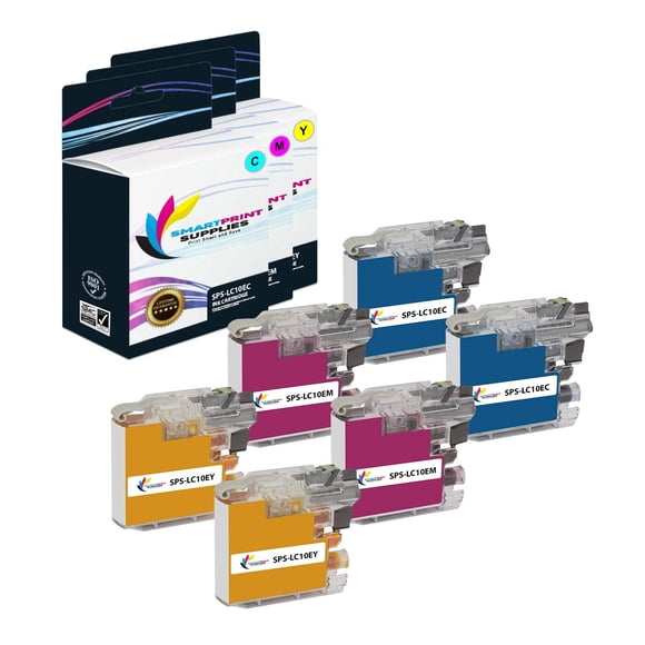 Smart Print Supplies Compatible LC10E LC10EC LC10EM LC10EY Super High Yield Ink Cartridge Replacement for Brother MFC-J6925DW Printers (Cyan, Magenta, Yellow)- 6 Pack