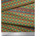 thumbnail image 2 of Soimoi Green Velvet Fabric Aztec Geometric Print Fabric by the Yard 58 Inch Wide, 2 of 3