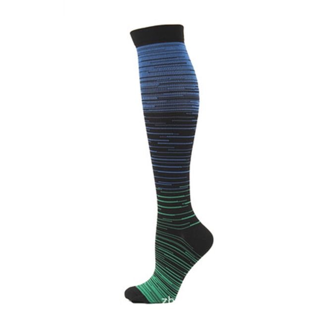 Penkiiy Bas de Compression pour Hommes Motif Coloré Bas de Pression Hommes Femmes Bas Élastiques Mouvement Extérieur Bas Bleus
