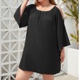 thumbnail image 2 of Birdeem Robe d'Été Décontractée et Aguichant pour Femme, Col Carré, Manches Longues, Ample, Unie, Grande Taille, 2 of 7