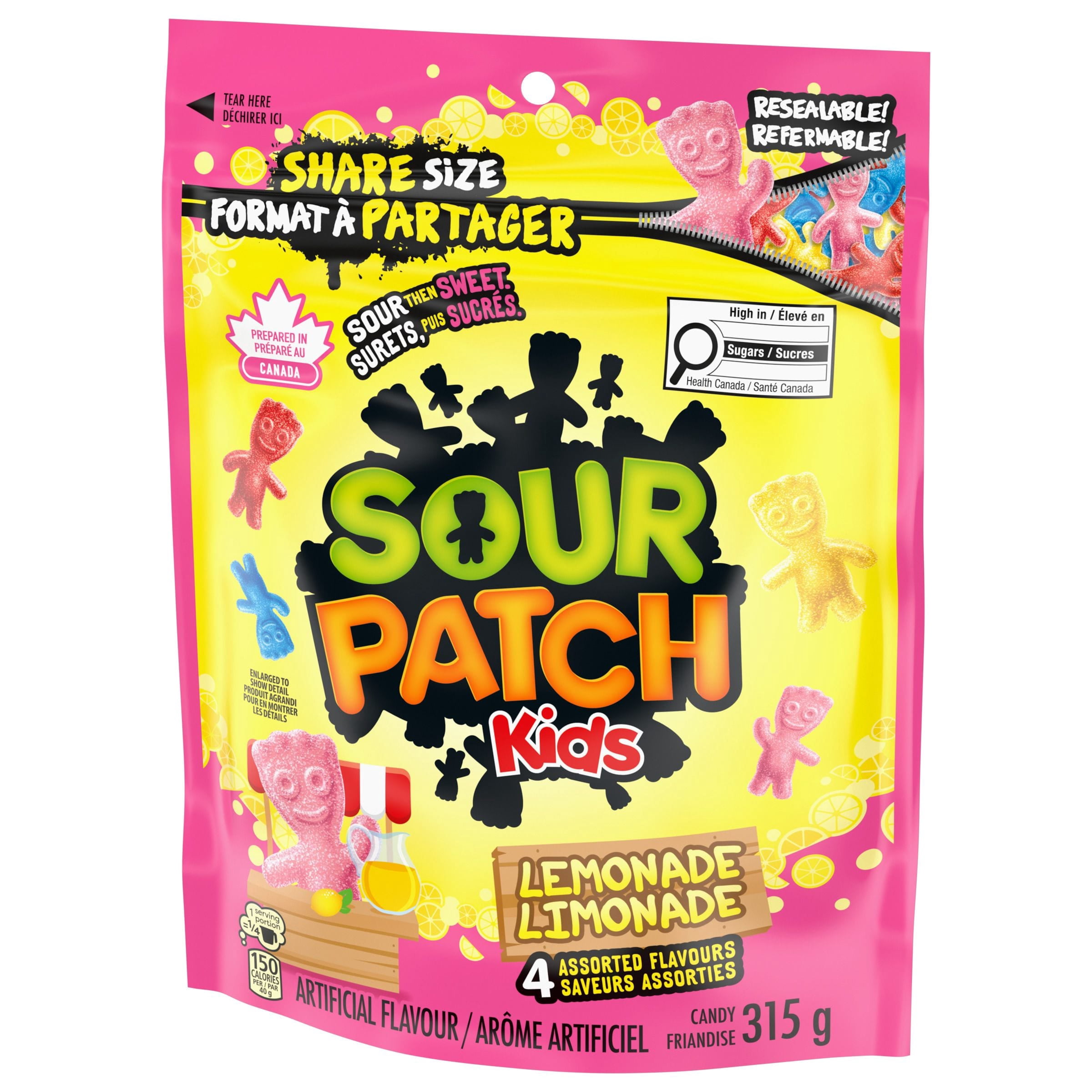 Friandises SOUR PATCH KIDS à saveur de limonade, surets, puis sucrés