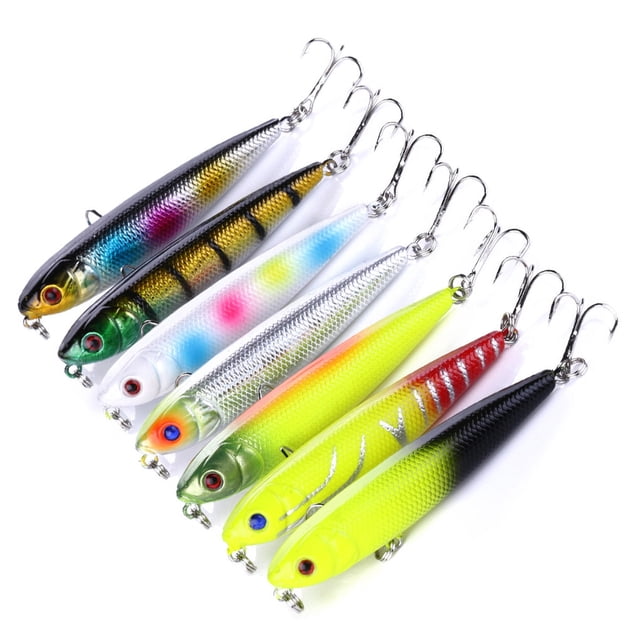 pitrice 1pcs/7pcs 3D Eyes Hooks Simulation Fish Hard Bait Deep Sea Bass Fishing Tackle Aritificial Lures