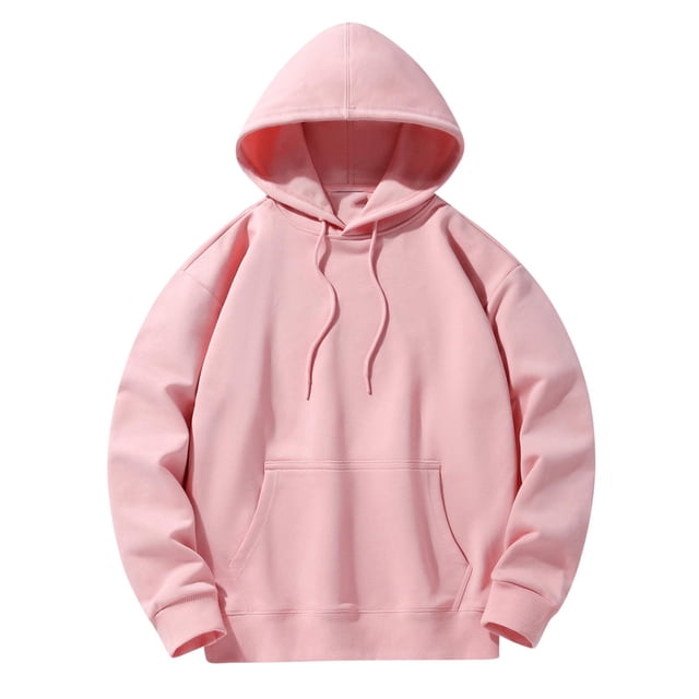 Yuyuzo Mens Hoodies Solid Color Long Sleeve Fashion Pullover Tops Drawstring Sweatshirt with Pocket