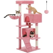PAWZ Road 56" Multi-Level Cat Tree with 2 Condos and Hammock for Large Cat Indoor Cactus Pink