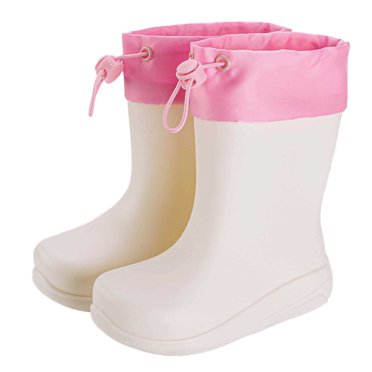 REDARER Girls Rain Boots Waterproof Lightweight Durable Rubber Adjustable Cuff for Outdoor Play and Puddle Jumping,Size:9-9.5 Years