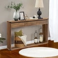 thumbnail image 2 of Table Console, Table de Sofa, Table d'Entrée Étroite avec 3 Tiroirs, Tablette Inférieure, Style Ferme, Brun, 2 of 5