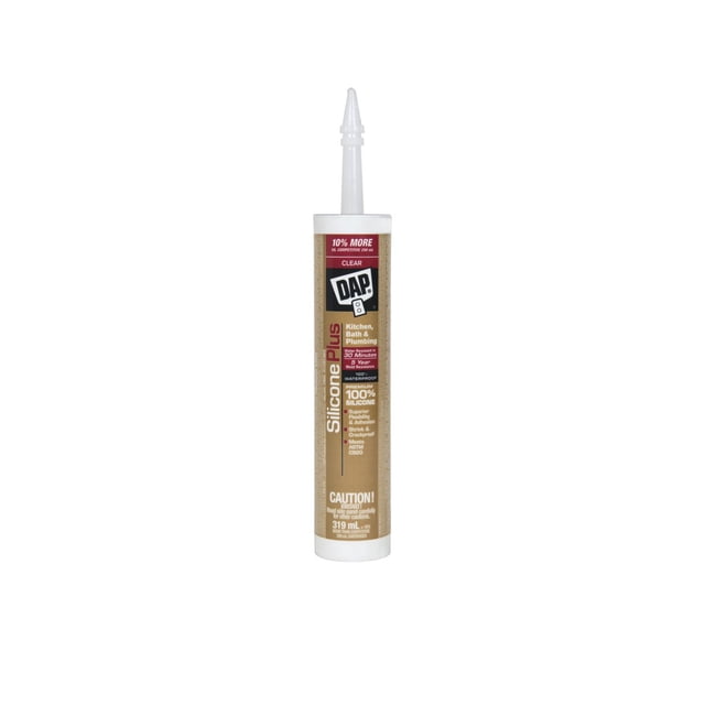 DAP Silicone Plus Premium Silicone Kitchen & Bath Sealant, 319ml, Clear