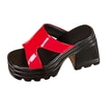 thumbnail image 2 of IUJSOY Chunky Heels for Women Platform Sandals Square Open Toe Wedges Slip on Summer Slippers, 2 of 9