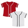 thumbnail image 1 of TOPTIE 2 Pack Kids Baseball Jersey Boy's Button Down Sport T Shirts Tops-Red White-10T, 1 of 6