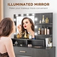 thumbnail image 3 of CoSoTower Illuminated Dressing Table Set, LED Vanity Table Set with Stool, LED Mirror, Drawer and Cabinet Shelves for Bedroom, 3 of 7