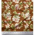 thumbnail image 1 of Soimoi Polyester Crepe Fabric Leaves & Magnolia Floral Print Fabric by The Yard 52 Inch Wide, 1 of 5