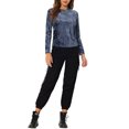thumbnail image 2 of INSPIRE CHIC T-Shirts en Velours pour Femmes Col Rond Manches Longues Décontracté TP Gris Bleu, 2 of 7