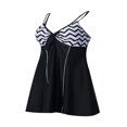 thumbnail image 3 of 2 Pcs Maillot de Bain pour Femmes à Rayures à Bretelles Spaghetti Robe Rembourrée + Short Taille Basse Maillot de Bain pour Dames Noir, 3 of 7