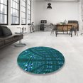 thumbnail image 4 of Ahgly Company Tapis d'Intérieur Lavable à la Machine, Carré, Transitionnel, Vert Sarcelle Moyen, Tapis de Zone, 5 Pieds Carré, 4 of 7