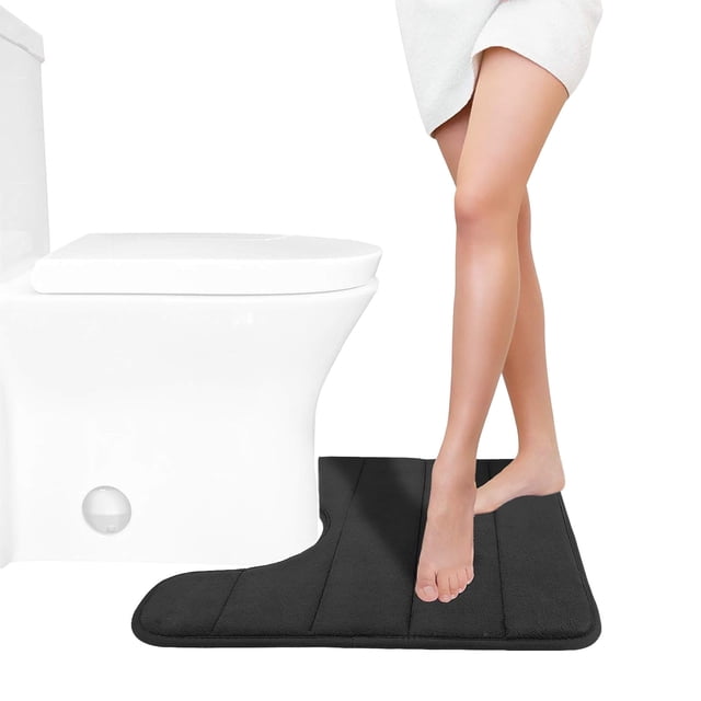 Cagogo under $5 U-Shaped Toilet Mat, U Shape Memory Foam Bath Mat, Non-Slip Toilet Floor Mat, Super Soft Bathroom Rug, Water Absorbent Shower Mat, Quick Dry Toilet Mat, Plush Bath Mat for Bathroom